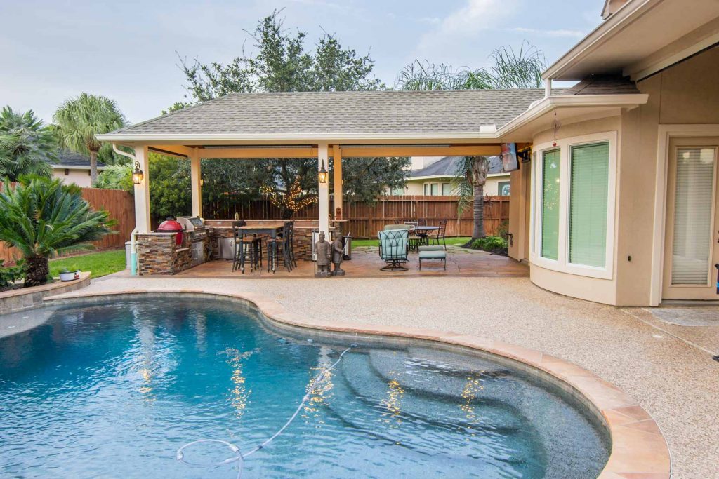 patio cover and pool