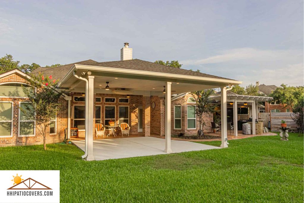 Hip style patio cover attached to the house