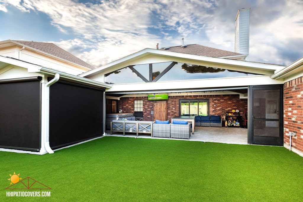 Enclosed Gable-style patio cover in Cypress, Texas