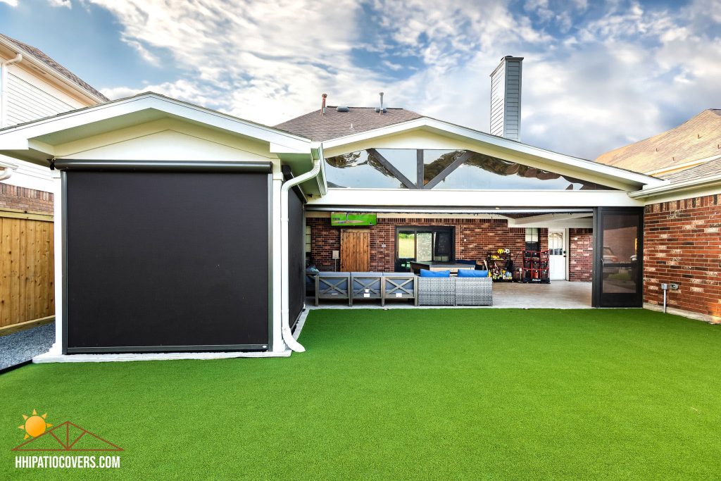Enclosed Gable-style patio cover in Cypress, Texas