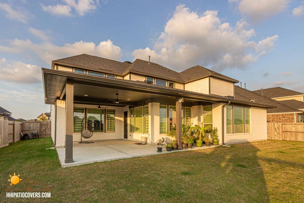 HIp-Style Patio Cover in Katy, TX. front angle View