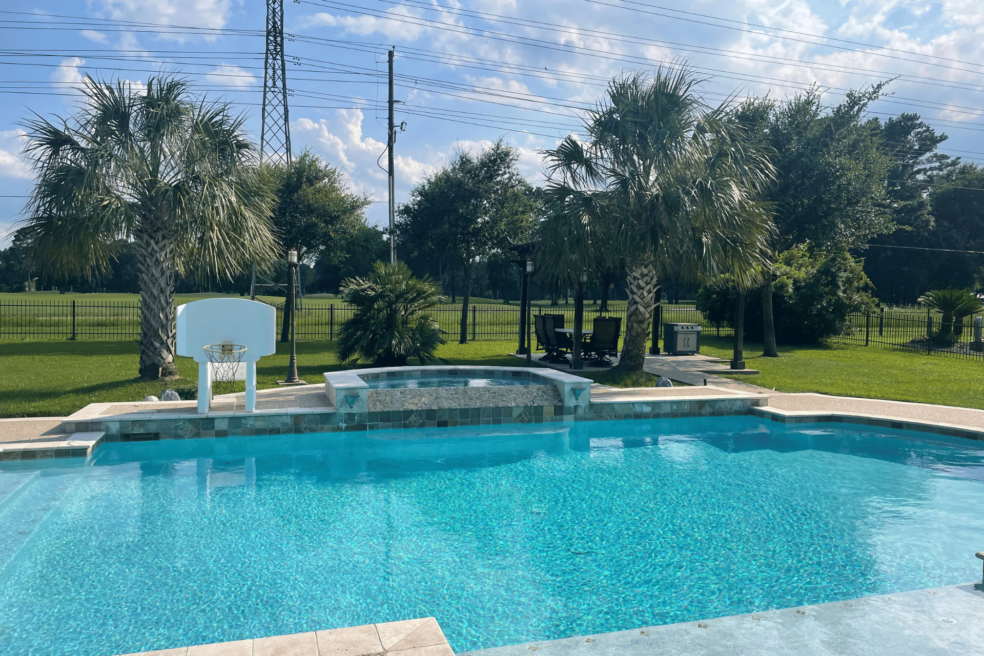 Before Patio Cover construction in spring Texas. Show pool without detached patio cover.